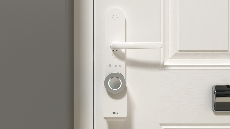 Ultion NUKI Plus on the internal of a white door